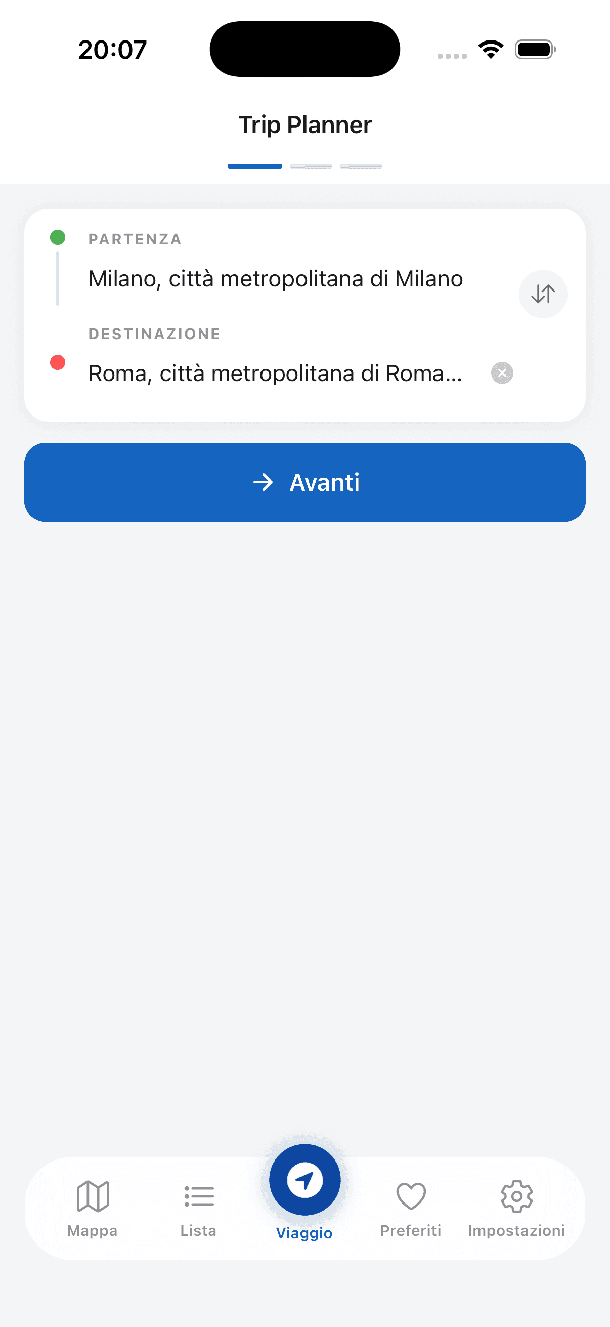 Scegli la destinazione
